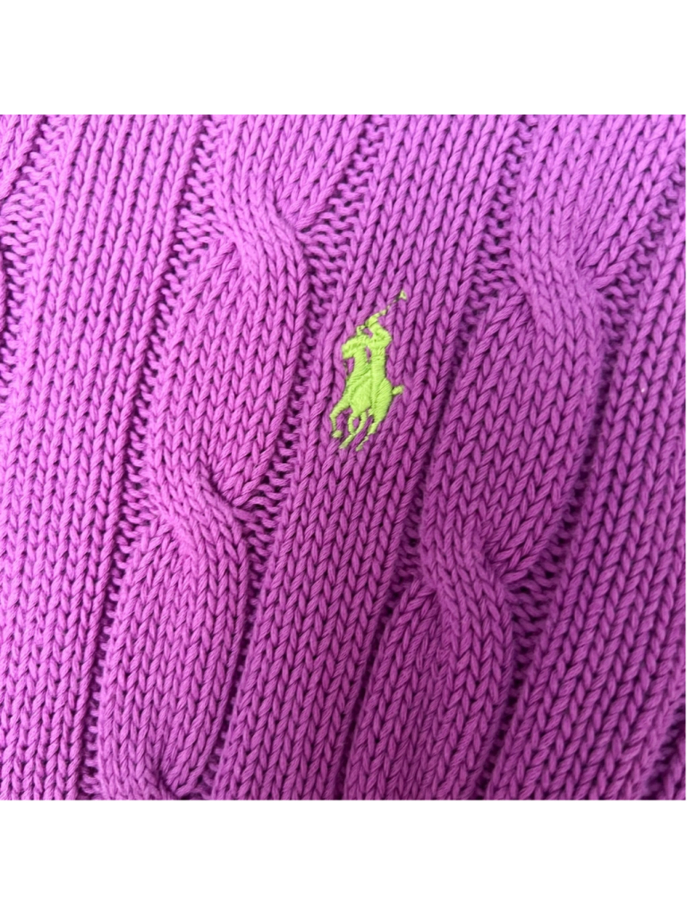 Polo Ralph Lauren Cable Knit Sweater Sz M Purple Crewneck Cotton Y2K Preppy - Picture 2 of 11